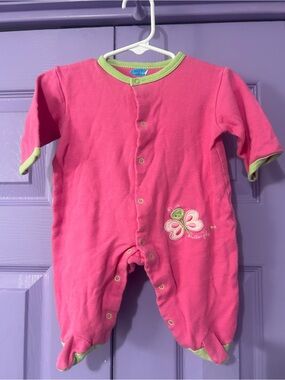 Y2K whimsical Pink Butterfly Snap-Front Baby One-Piece